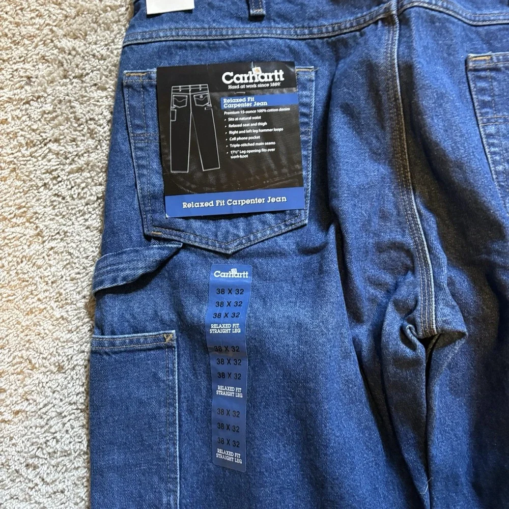 Carhartt B171 DST Relaxed Fit Carpenter Jeans Men's 38x30 Denim Blue NWT